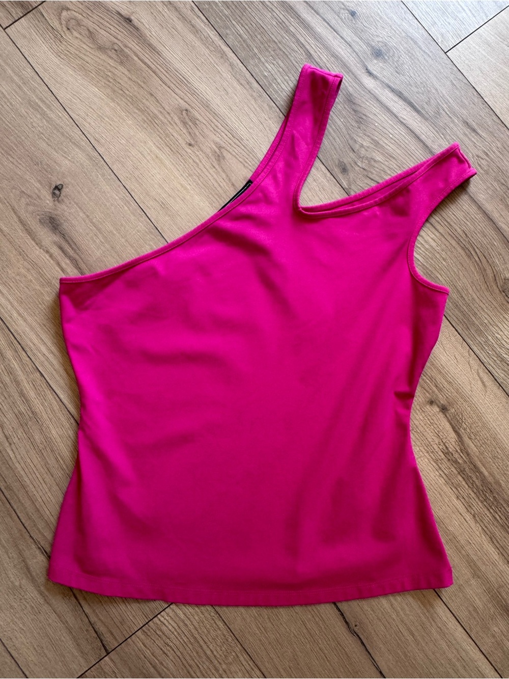 BCBGMAXAZRIA Womens Pink Asymmetric Cutout One Shoulder Pullover Top Medium NWT